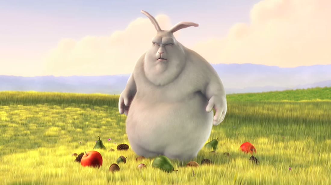 Герой фильма Big Buck Bunny на лесной поляне